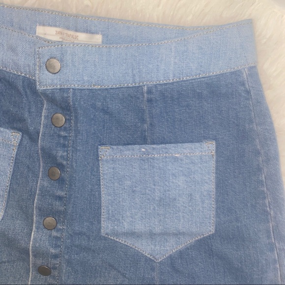 Zara “I am Denim” 2 Tone Jean Skirt Rose Medium - Picture 2 of 9